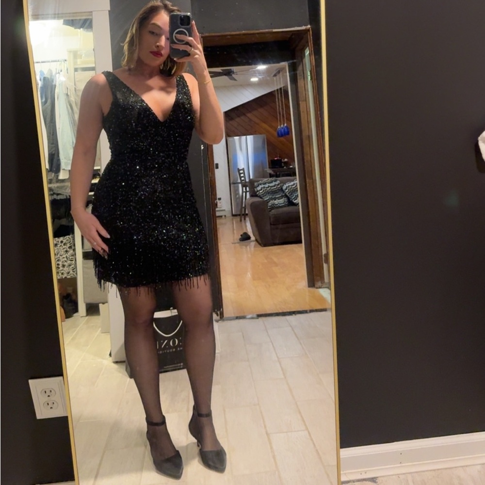 Hand beaded black dress 
Size large 
Black